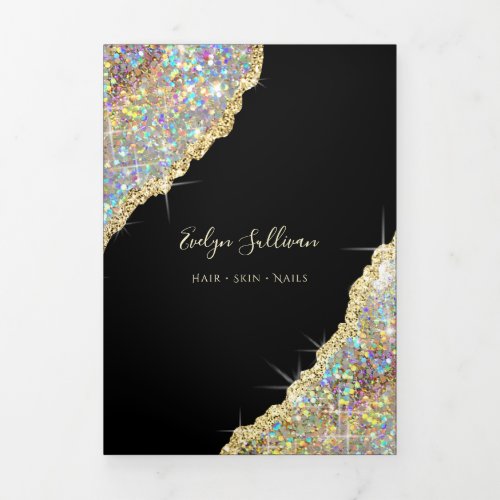Gold iridescent glitter trifold brochure