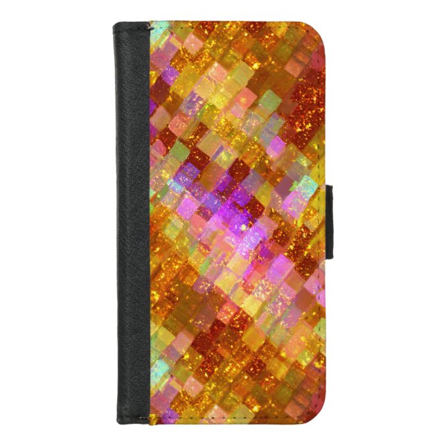 Gold Iridescent Mosaic Pattern iPhone Wallet Case (Front)