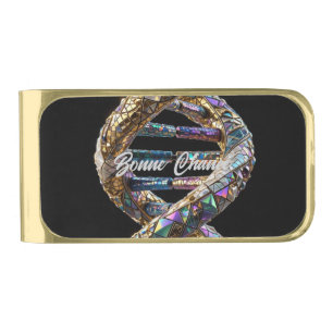 Gold & Iridescent Pearl Luxury Science Design Finish Money Clip