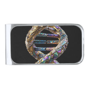 Gold & Iridescent Pearl Luxury Science Design Silver Finish Money Clip