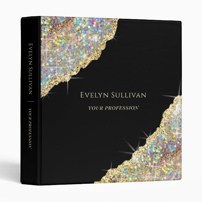 Gold iridescent simulated glitter binder (Front/Spine)