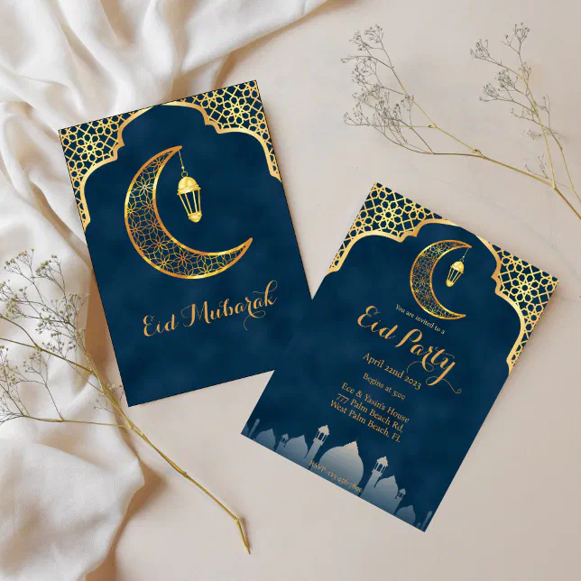 Gold Islamic Art Moon Eid Party Eid Invitation | Zazzle