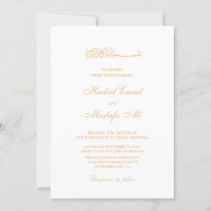 Gold Islamic Muslim Wedding Invitation
