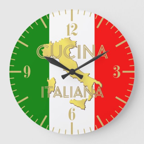 Gold Italy Country Italian Flag Wall Clock