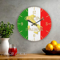 Gold Italy Country Italian Flag Wall Clock