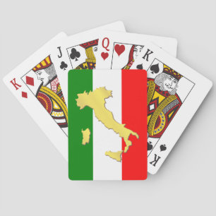 Gold Italy Map Italian Flag Poker Cards