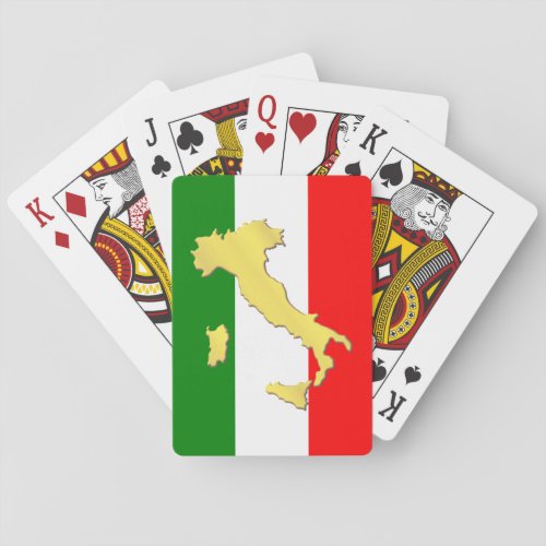 Gold Italy Map Italian Flag Poker Cards