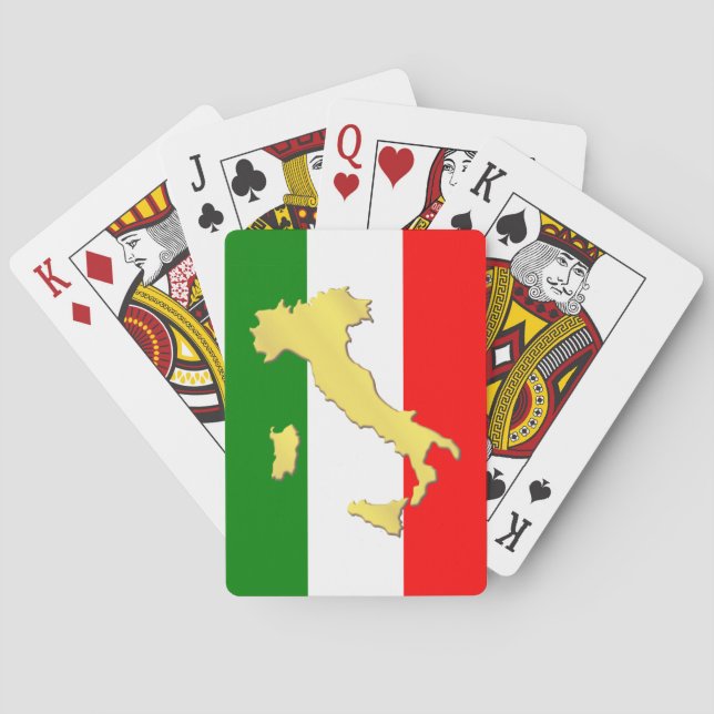 Gold Italy Map Italian Flag Poker Cards (Back)