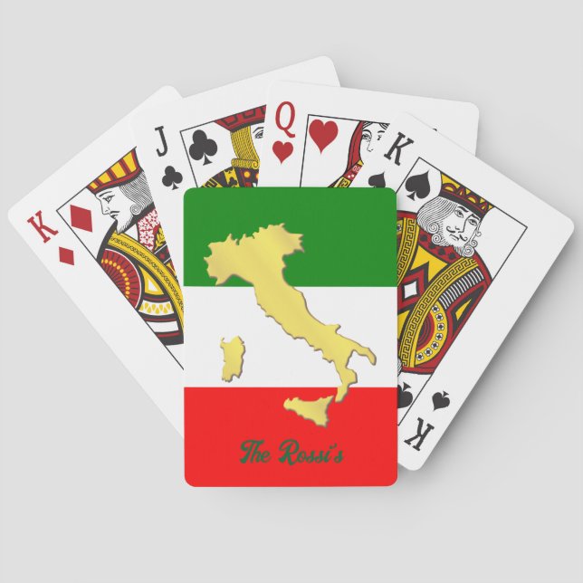 Gold Italy Map Italian Flag Poker Cards (Back)