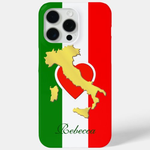 Gold Italy Map Monogrammed Italian Flag Phone Case