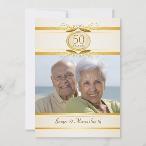 Gold &amp; Ivory 50th Anniversary Party Invitations