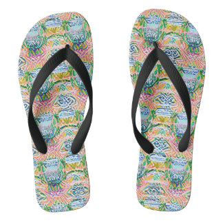 gold ivory dark blue light pink green flip flops