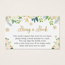 Gold Ivory Floral Baby Shower Book Request Card