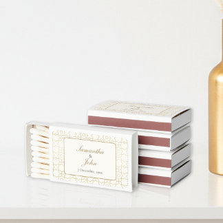 Gold & Ivory Geometric Art Deco Wedding Favor Matchboxes