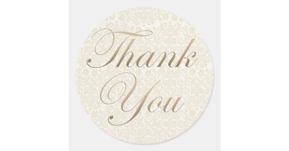 Gold & Ivory Lace Thank You Sticker | Zazzle