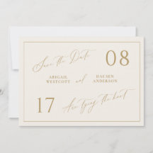 Gold & Ivory Save the Date Wedding Announcement