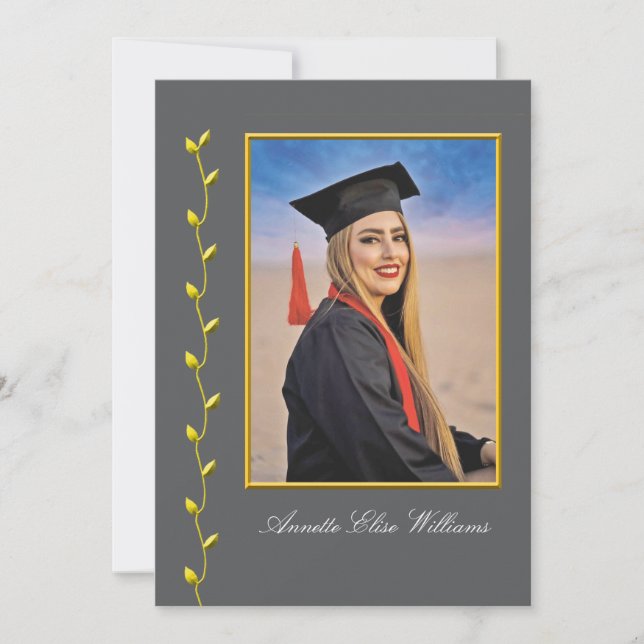 Gold Ivy design with Photo Grad Announcment Announcement (Front)