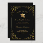 Gold Ivy Script From Parents Black Graduation Announcement (Front/Back)
