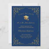 Gold Ivy Script Photo From Parents Blue Graduation Announcement (Front)