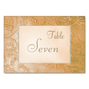 Gold Jade Autumn Floral Border Wedding Table Number