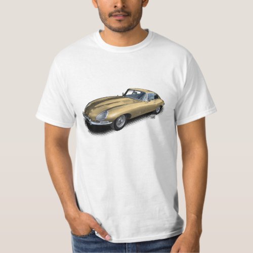 Gold Jaguar XKE Vintage Sports Car T_Shirt