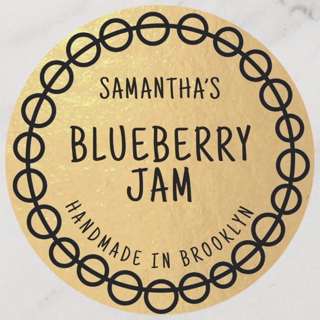 Gold Jam Jar Product Sticker Label (custom jam flavor business label sticker)