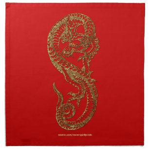 Gold Japanese Dragon by Hokusai Cocktail Napkins