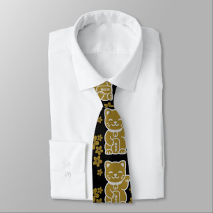 Gold Japanese Maneki-neko Neck Tie