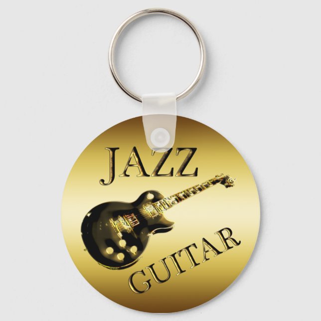 GOLD JAZZ GUITAR KEYCHAIN (Front)