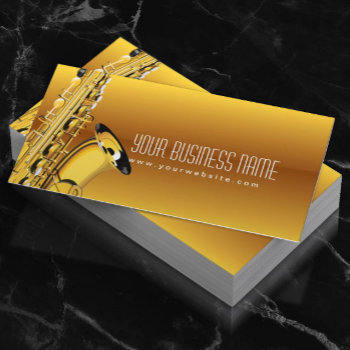 Gold Jazz Saxophone Music Business Card by cardfactory at Zazzle