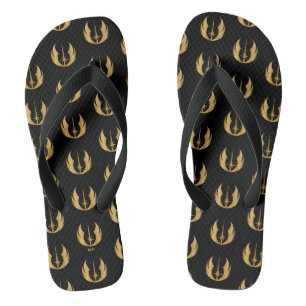 Gold Jedi Symbol Flip Flops