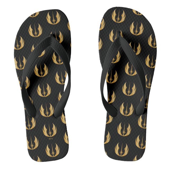 Gold Jedi Symbol Flip Flops (Footbed)