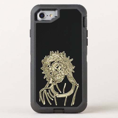 Gold Jesus looking up to god glimmering brightly OtterBox Defender iPhone SE87 Case