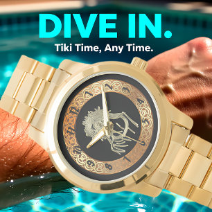 Gold Jesus looking up to god glimmering brightly Watch