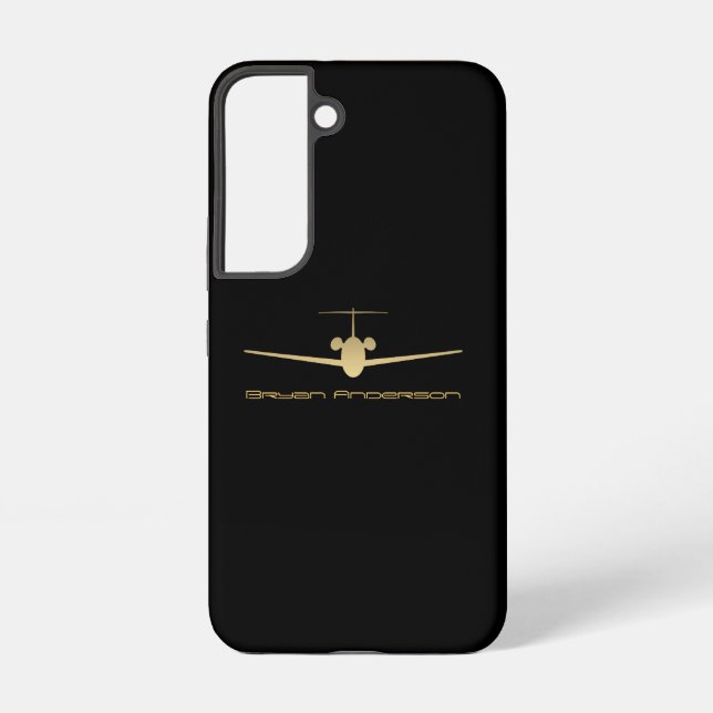 Gold Jet Airplane Samsung Galaxy Case (Back)