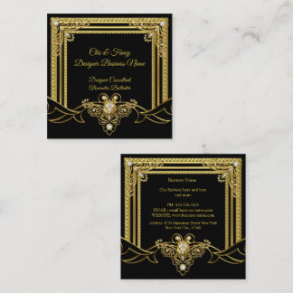 Gold Jewel Black Elegant Designer Square Business Card