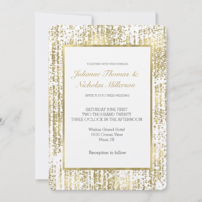 Gold Jewel Bokeh Abstract Wedding Invitation (Front)