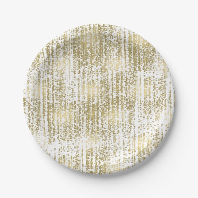 Gold Jewel Bokeh Abstract Wedding Paper Plates (Front)
