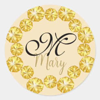 Gold Jewel Frame Monogram Sticker