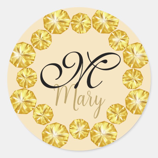 Gold Jewel Frame Monogram Sticker (Front)