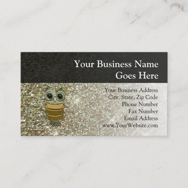 Gold Jewel Owl Business Card (Front)