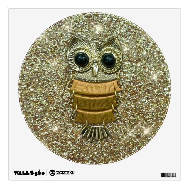 Gold Jewel Owl Wall Sticker (Front)