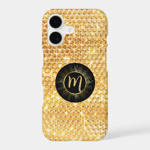 Gold Jewel Pattern Sparkle Frame Monogram iPhone 17 Case