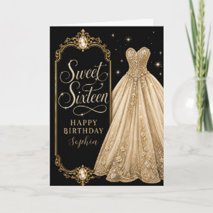 Gold Jewel Sweet 16 Birthday Celebration Card
