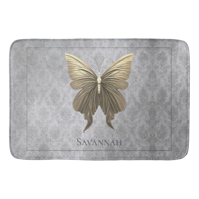 Gold Jeweled Butterfly Bath Mat (Front)