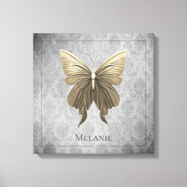 Gold Jeweled Butterfly Canvas Print (Front)