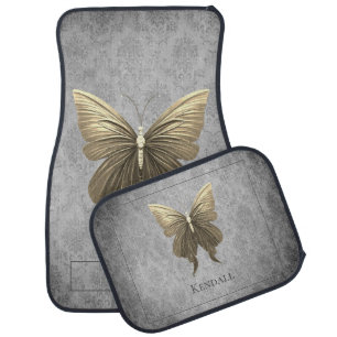 Gold Jeweled Butterfly Car Floor Mat