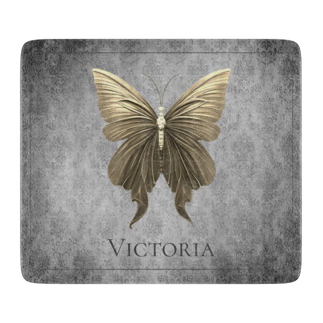 Gold Jeweled Butterfly Cutting Board (Front)