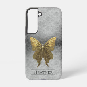 Gold Jeweled Butterfly Damask Samsung Galaxy S22 Case