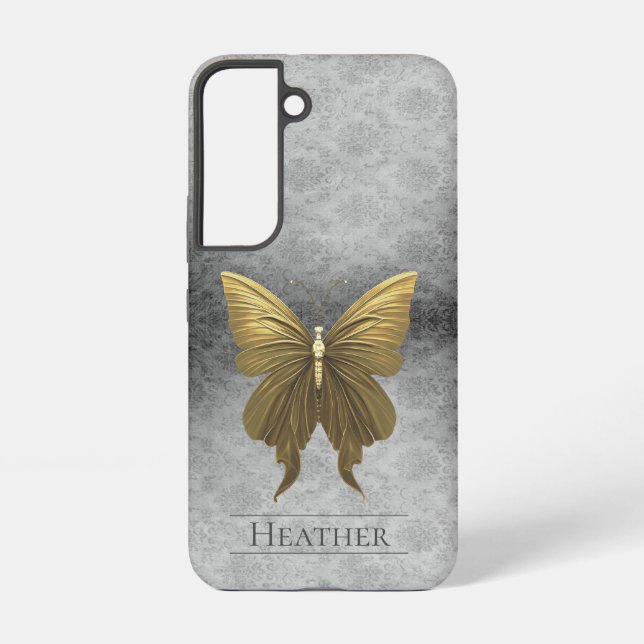 Gold Jeweled Butterfly Damask Samsung Galaxy Case (Back)